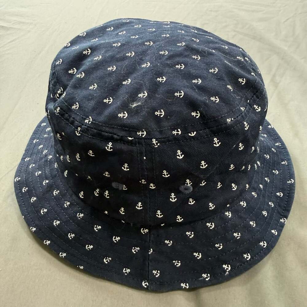 Navy Blue Anchor Print Bucket Hat